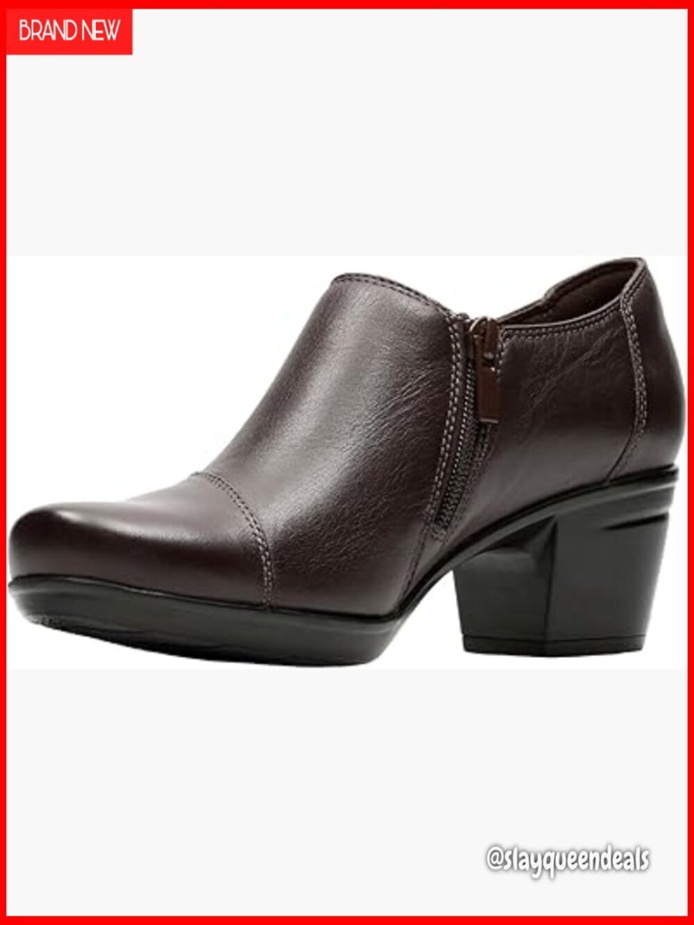 Leather Ankle Boots with Block Heel, Side Zipper, OrthoLite Footbed